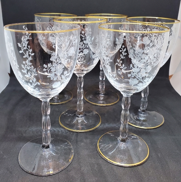 Fostoria Other - Vintage Fostoria Rambler Gold Trim Water Goblets